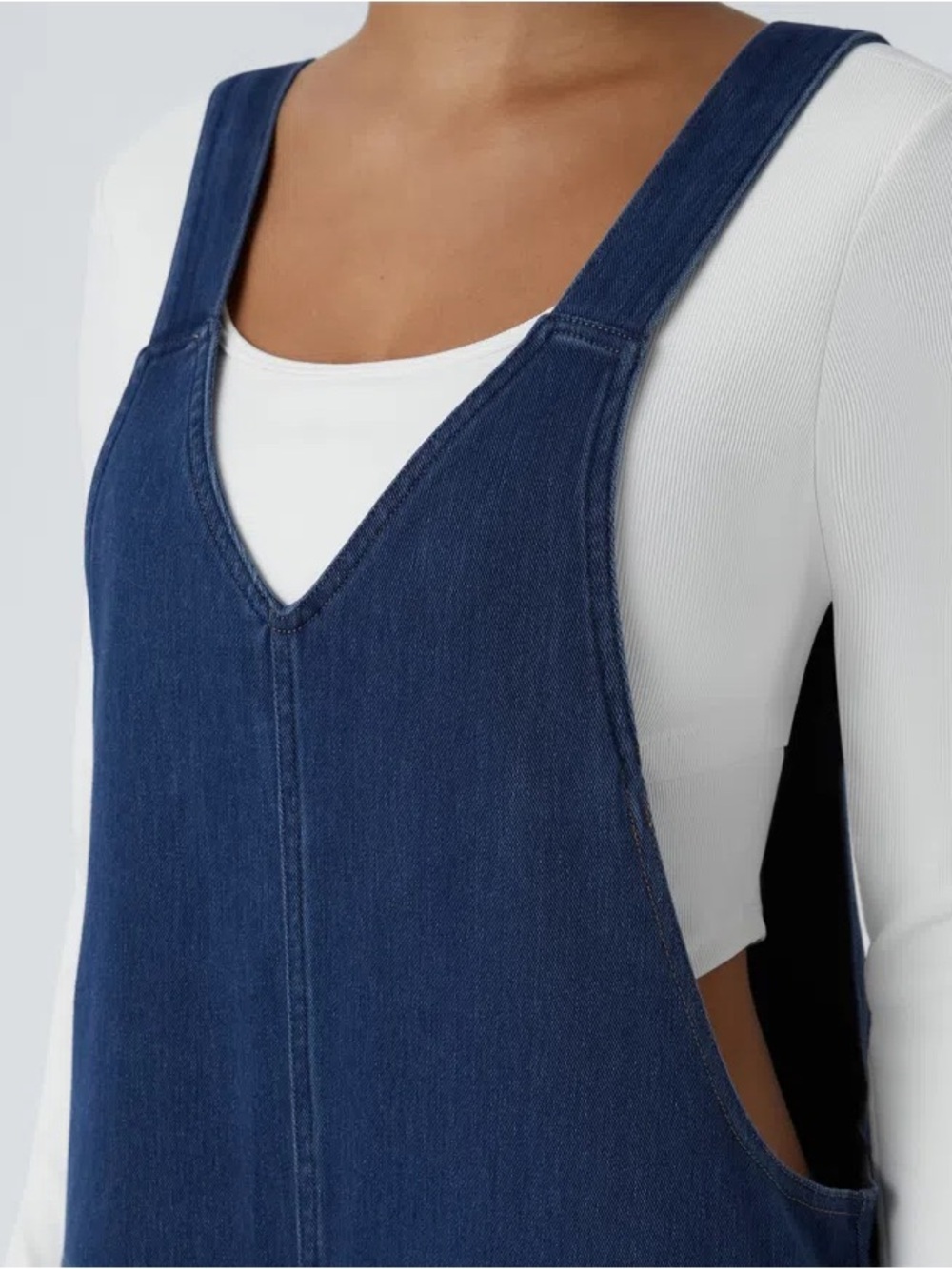 Halara Flex™ V Neck Pocket Washed Denim Casual Overalls - Picture 3 of 8